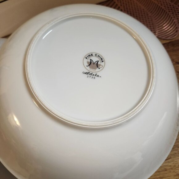 Fine China of Japan Gray & White Roses Adele 9" Serving Bowl Set of 2 - Picture 5 of 8